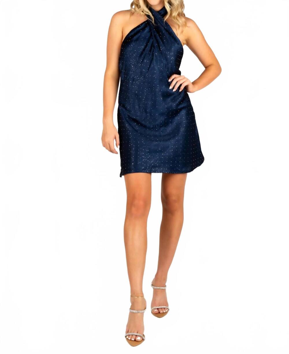 NEW SINCERELY OURS victoria dress in embellished navy satin